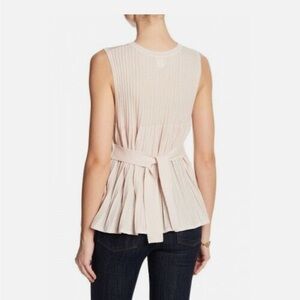 Club Monaco Pleated Wool Sleeveless Sweater Top in Cream
